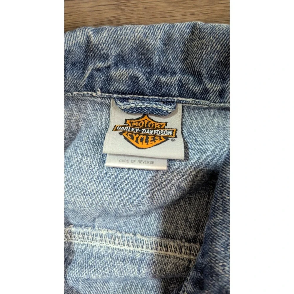 Harley Davidson Kids Denim Jacket Blue Trucker Embroidered‎ Motorcycle Size 6/7